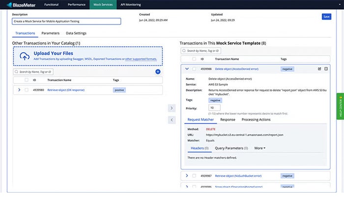 Perforce BlazeMeter mock services for mobile
