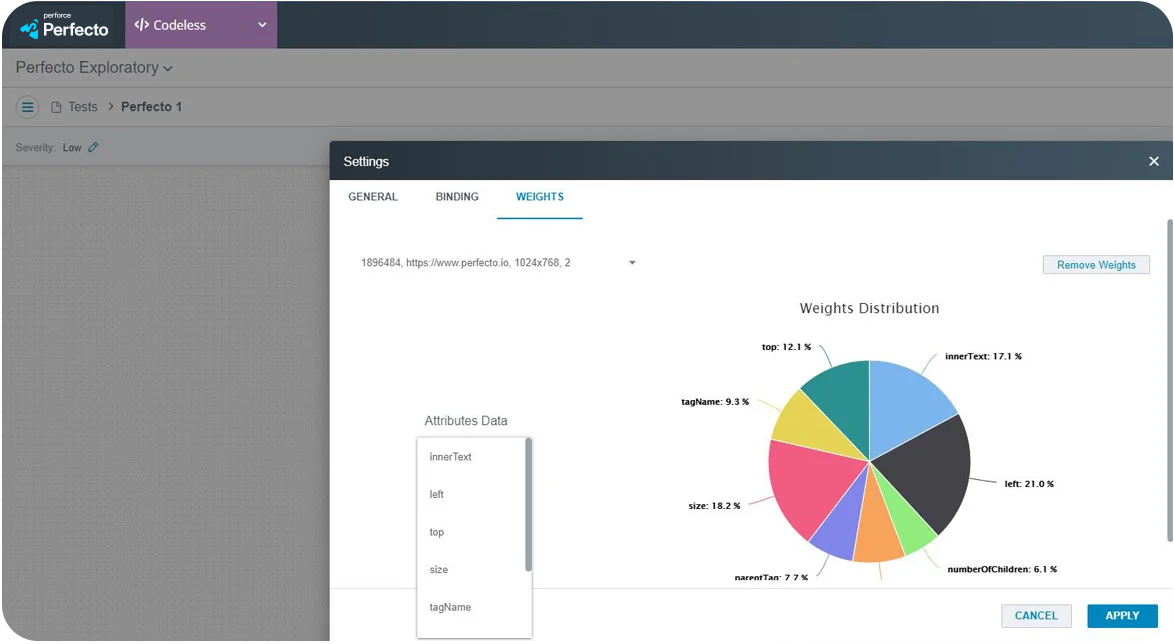 Perforce Perfecto screenshot showing self-healing with AI and ML capabilities