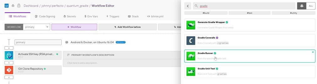Perfecto CI dashboard screenshot.