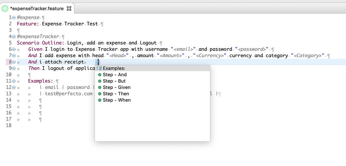 expenseTracker auto complete screenshot.