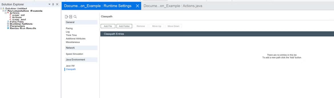 LoadRunner vugen script add jar files screenshot.
