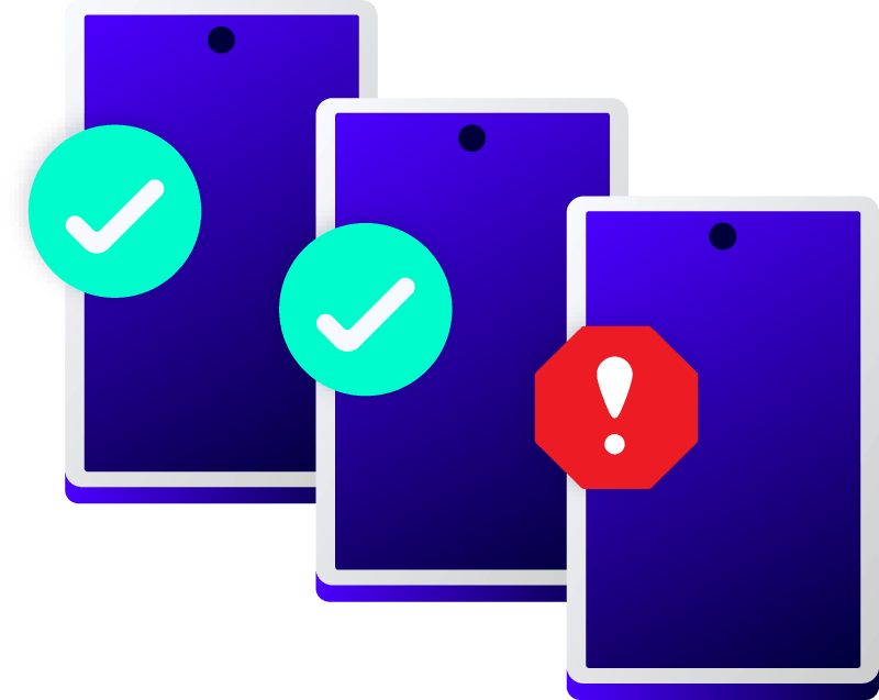 Positive and negative and mobile tests illustration.