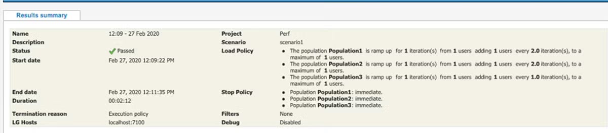 NeoLoad results summary screenshot.