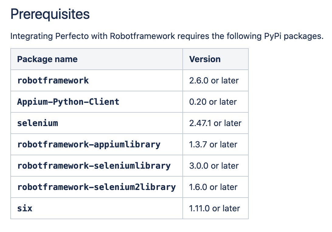 Robot Framework getting started screenshot.
