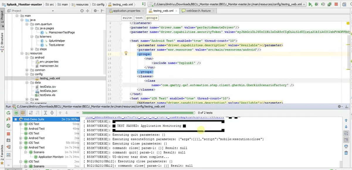 Splunk live data screenshot.