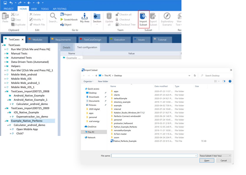 Native app import, Tosa integration.