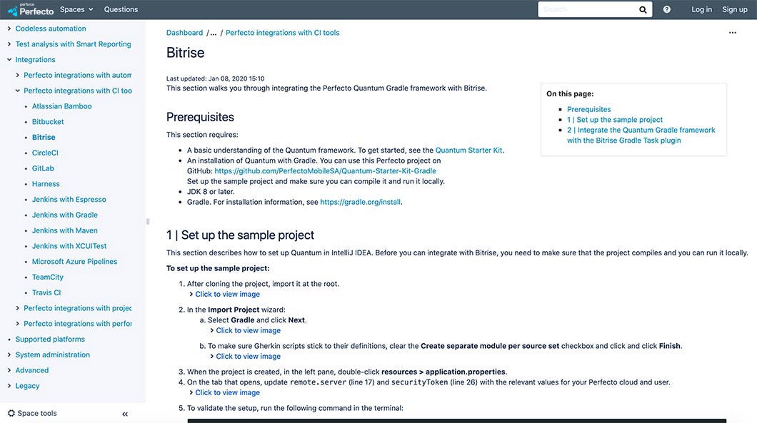 Bitrise integration screenshot.