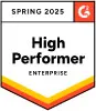 Spring 2025 G2 Award Badge for High Performer, Enterprise category