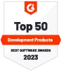 2023 G2 Award Badge for Best Software in Development Products category
