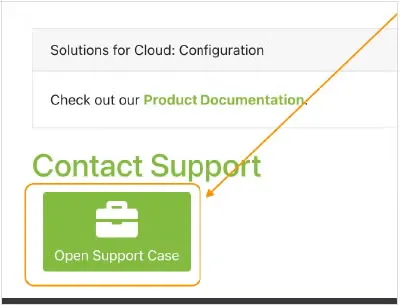Perfecto contact support — open support case screenshot.