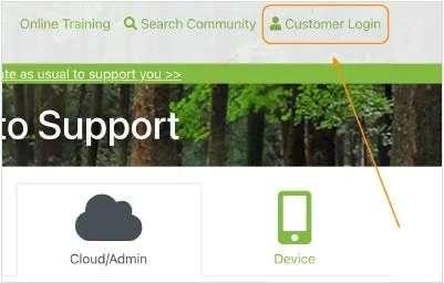 Perfecto support customer login screenshot.