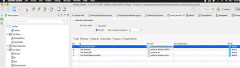 Perfecto Katalon execute a test collection screenshot.