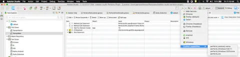 Perfecto Katalon execute a single test case screenshot.