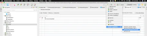 Perfecto Katalon execute a test suite screenshot.