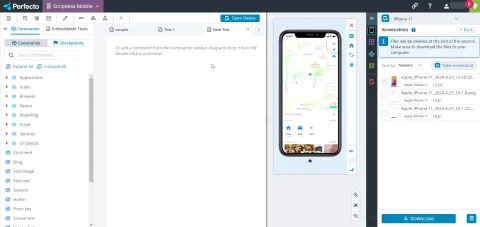 Perfecto mobile test "take screenshot" screenshot.