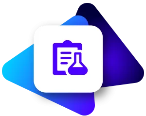Illustrated icon for testing of a clipboard and a beaker